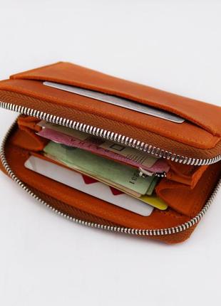 Handmade leather small wallet for gift/ minimalist compact zipper purse for women3 photo