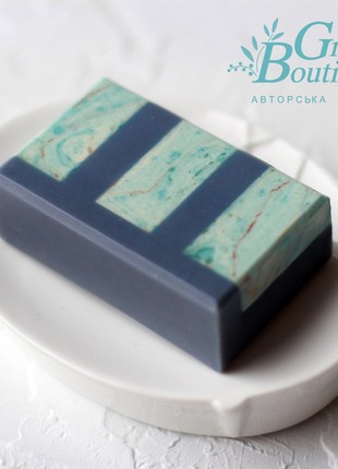 Author's set of natural craft soap - Sparkle of diamonds, sapphire, turquoise9 photo