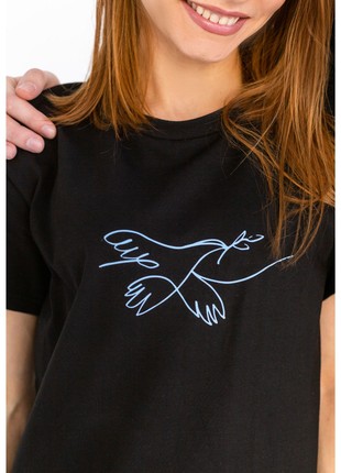 set T-shirt with shopping bag, swallow print, black