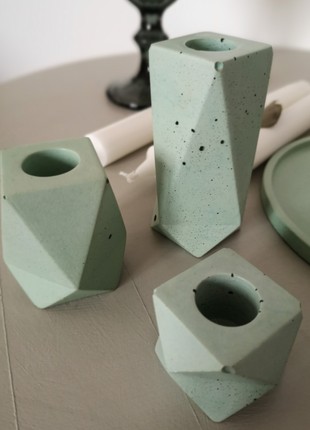 Set of concrete candle holders5 photo