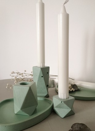 Set of concrete candle holders9 photo