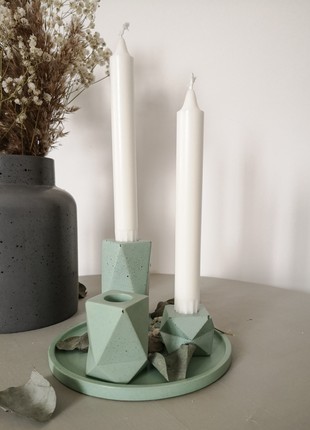 Set of concrete candle holders10 photo