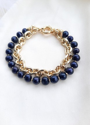 Pearl Bracelet with gold plate chain