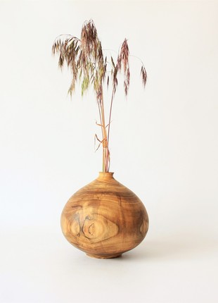 Decorative rustic  vase for dried flower, handmade wooden living room decor