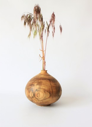 Decorative rustic  vase for dried flower, handmade wooden living room decor4 photo