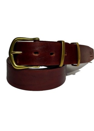 Natural Bull's Leather Solid Brass Buckle Belt