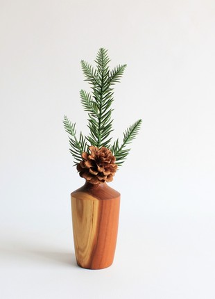Rustic decorative vase, handmade wooden  unique table decor2 photo