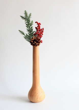 Tall decorative vase handmade, light wooden scandinavian decor2 photo