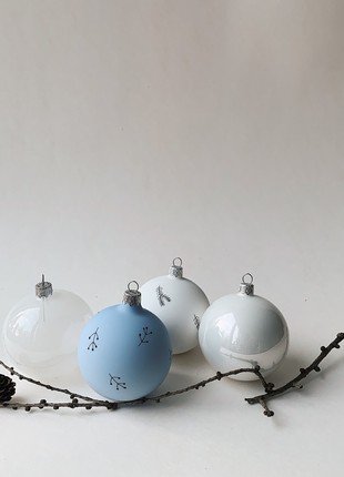 A set of Christmas decorations Blue Flora, 80 mm