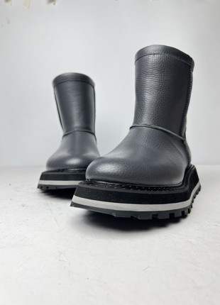 Grey leather ugg boots2 photo