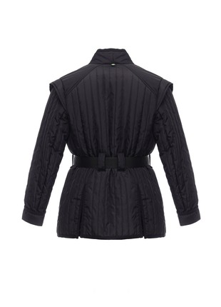 Black quilted coat with belt4 photo