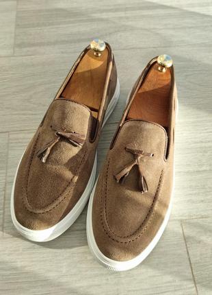 Suede men's sand-colored moccasins, men's loafers Ed 4502 photo