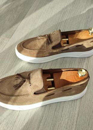 Suede men's sand-colored moccasins, men's loafers Ed 4504 photo