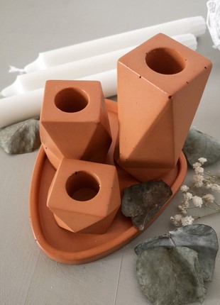 Set of concrete candle holders9 photo