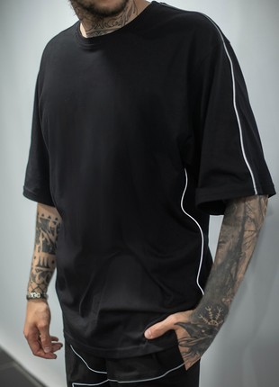Oversize T-shirt OGONPUSHKA Xeed black with reflective edging1 photo