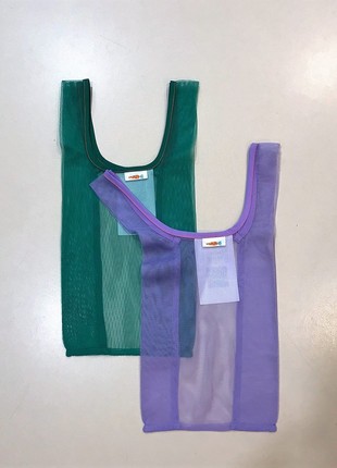 Set tote bag mesh with handles ,  of 3 pieces of different sizes. Handmade.2 photo