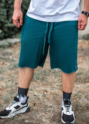Men's knitted shorts OGONPUSHKA Breet color emerald2 photo