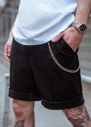 Corduroy shorts for men OGONPUSHKA Edge black1 photo