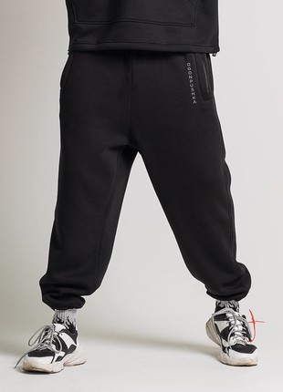 Oversized warm sports pants OGONPUSHKA Scale 2.0 black1 photo