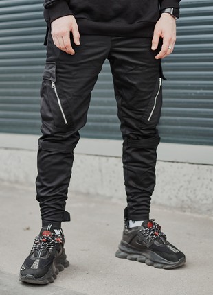 Cargo pants for men OGONPUSHKA Angry Zipp black