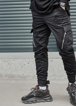 Cargo pants for men OGONPUSHKA Angry Zipp black8 photo
