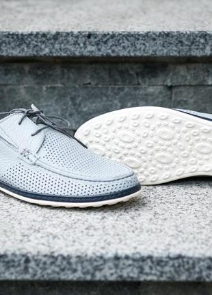 Summer men's shoes in gray. men's moccasins are perforated! Kadar 2973 photo