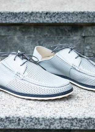 Summer men's shoes in gray. men's moccasins are perforated! Kadar 2972 photo