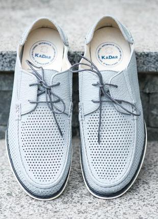 Summer men's shoes in gray. men's moccasins are perforated! Kadar 2971 photo