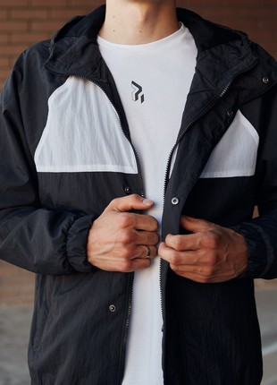 Men's zipper jacket OGONPUSHKA Zef black and white7 photo
