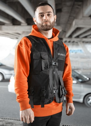 Vest with pockets OGONPUSHKA Street black with reflector7 photo