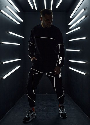 Oversized men's sweatshirt OGONPUSHKA Xeed black with reflectors7 photo