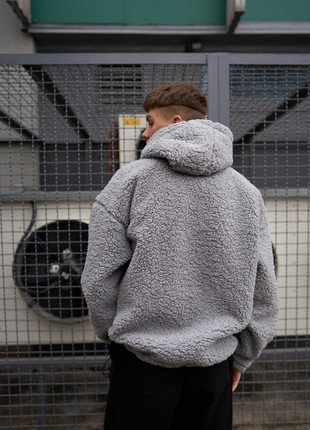 Warm hoodie oversized OGONPUSHKA Toxic light gray6 photo