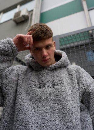 Warm hoodie oversized OGONPUSHKA Toxic light gray9 photo
