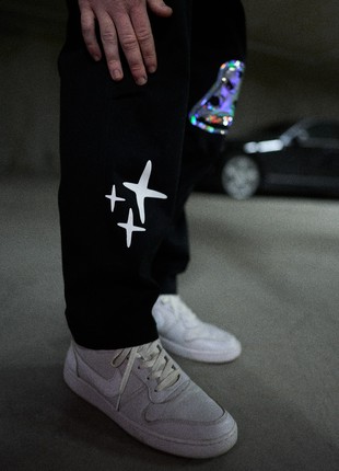 Oversize men's cargo pants OGONPUSHKA Mushrooms black5 photo