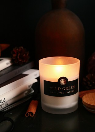 "Wild Green" Perfumed Candle (matte glass with wooden lid)5 photo