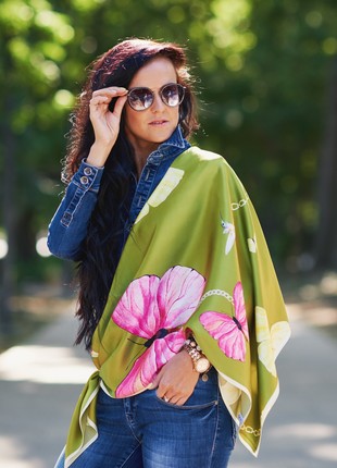 Designer Silk Scarf "Hummingbirds & Butterflies"