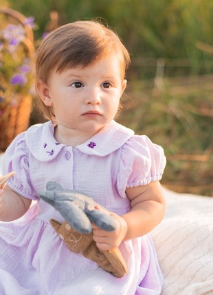 Lavender muslin dress with embroidery Be.Child1 photo