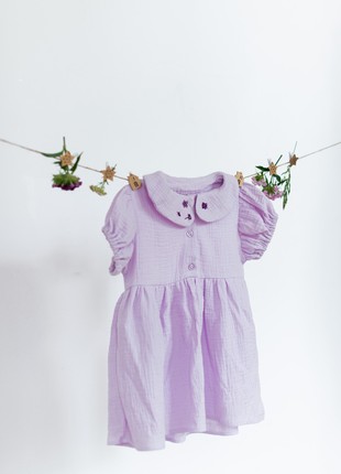 Lavender muslin dress with embroidery be.child2 photo