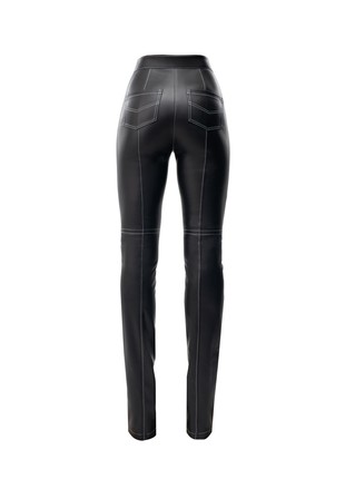 Pants with white stitching made of eco leather3 photo
