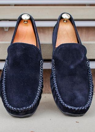 Blue men's moccasins "PS 8" made of natural suede and leather. choose stylish moccasins for eve1 photo