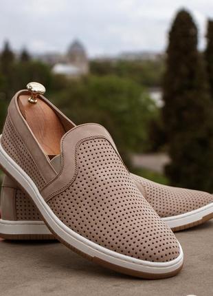 Summer men's moccasins made of natural nubuck and leather! choose quality and stylish men's shoes!1 photo
