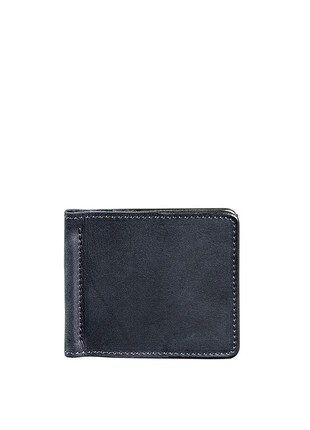 Men's leather wallet 1.0 money clip dark blue Crazy Horse (BN-PM-1-nn)2 photo