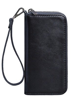 Leather Zip Wallet 6.1 blue (BN-PM-6-1-navy-blue)