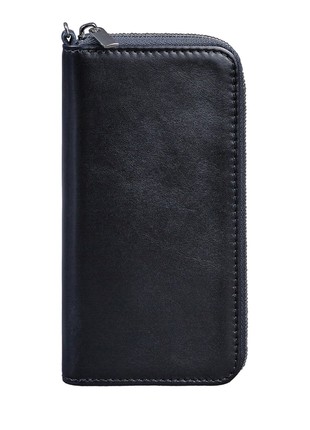 Leather Zip Wallet 6.1 blue (BN-PM-6-1-navy-blue)