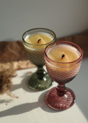 Soy candle Sweet home in a pink glass