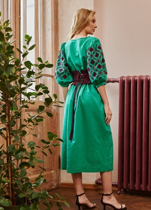Dress "Karpaty" midi, with colored embroidery2 photo