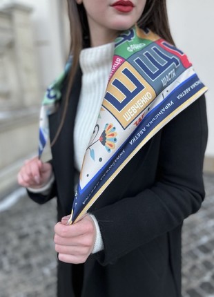 Designer  scarf ""Ukrainian alphabet ,, triangular bandana from the designer Art Sana6 photo