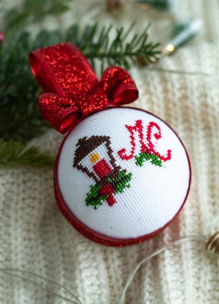 Christmas ball with cross stitch3 photo