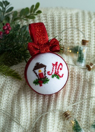 Christmas ball with cross stitch7 photo