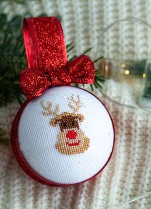 Christmas ball with cross stitch3 photo